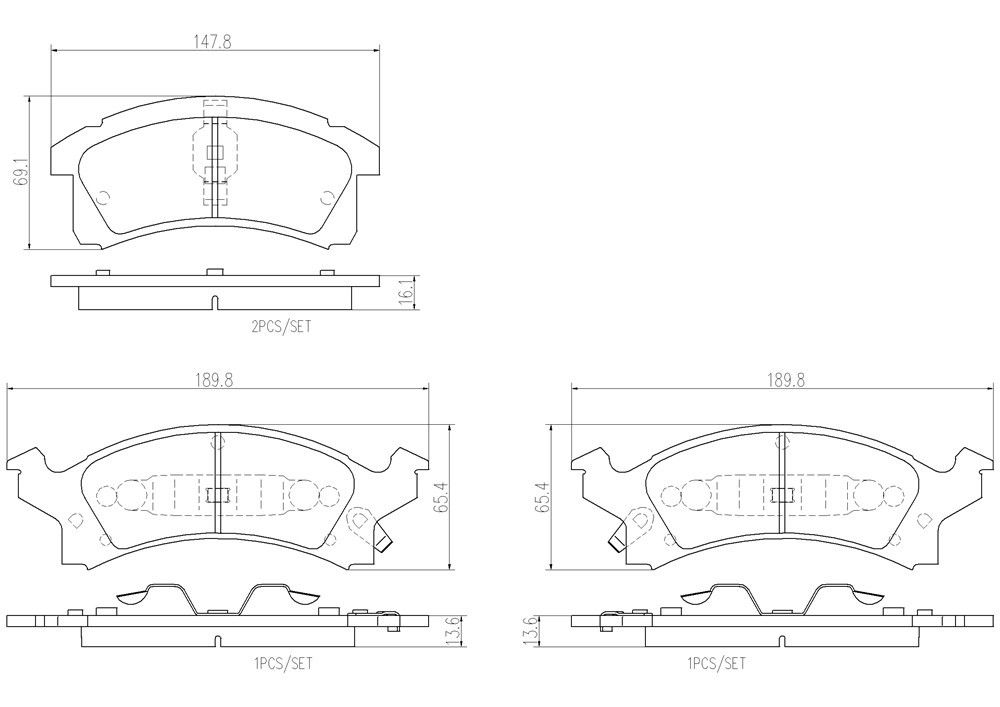 2005, 2004, 2003, 2002, 2001, 2000, 1999, 1998, 1997, 1996, 1995 Pontiac Sunfire Disc Brake Pad Set