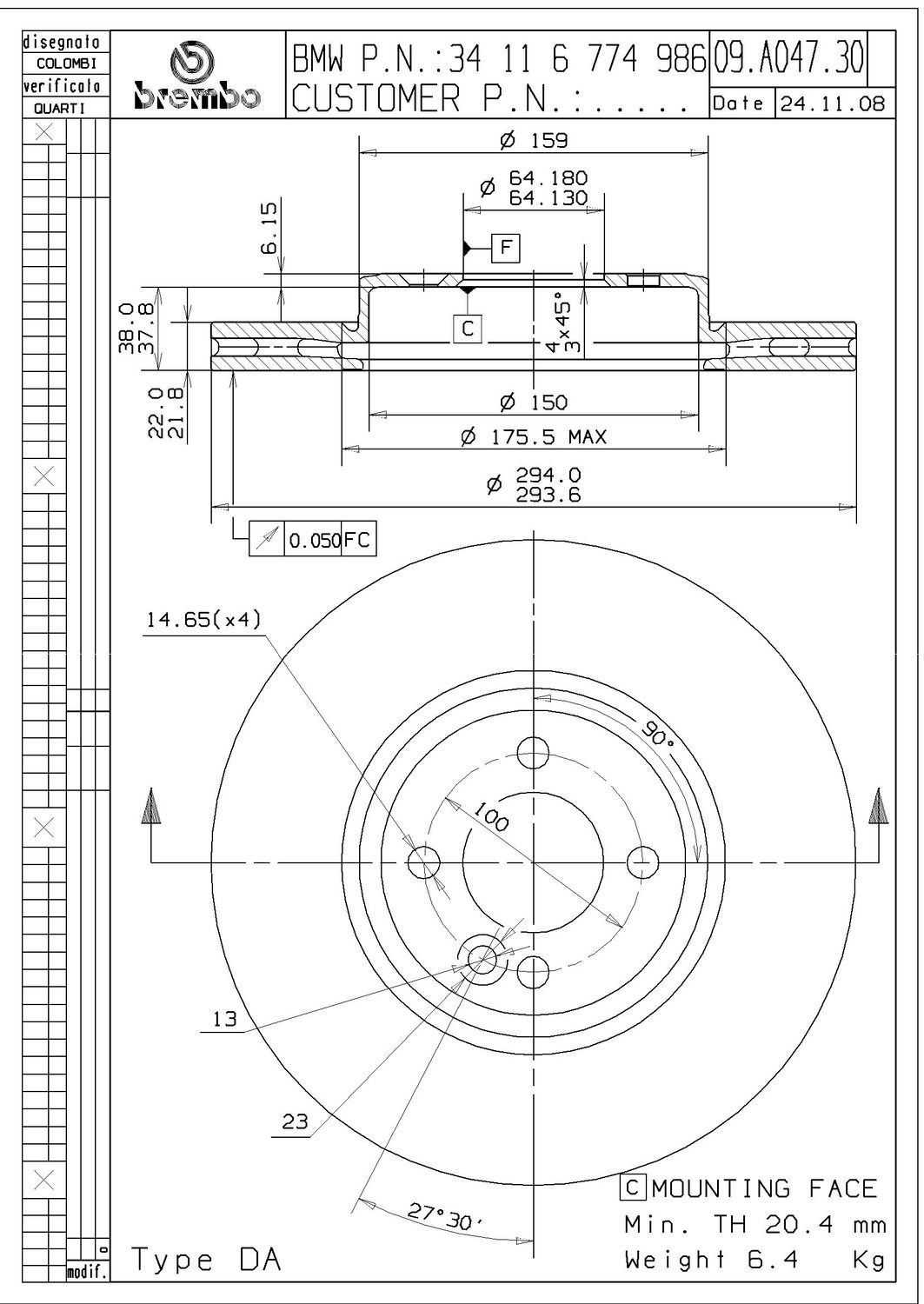 2015, 2014, 2013, 2012, 2011, 2010, 2009, 2008, 2007, 2006 Mini Cooper Disc Brake Rotor