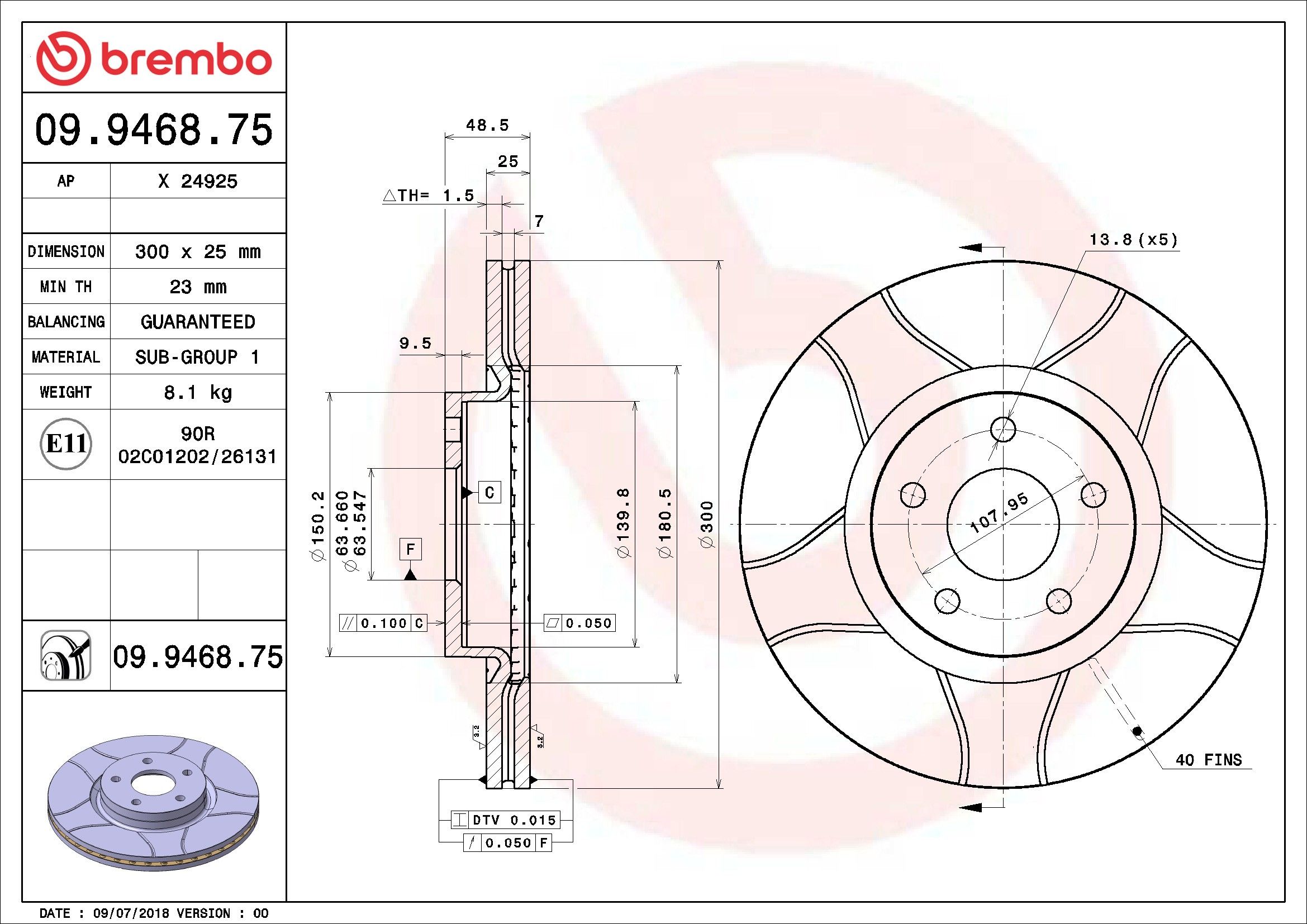 2013, 2012, 2011, 2010, 2009, 2008, 2007, 2006, 2005, 2004 Mazda 3 Disc Brake Rotor