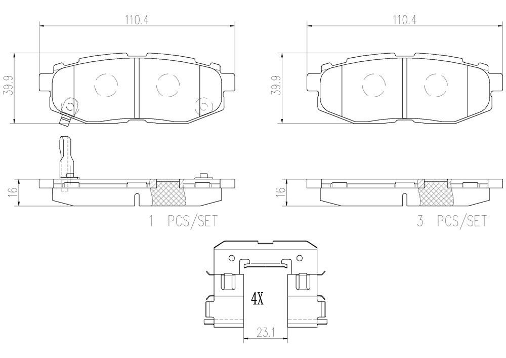 2014, 2013, 2012, 2011, 2010 Subaru Outback Disc Brake Pad Set