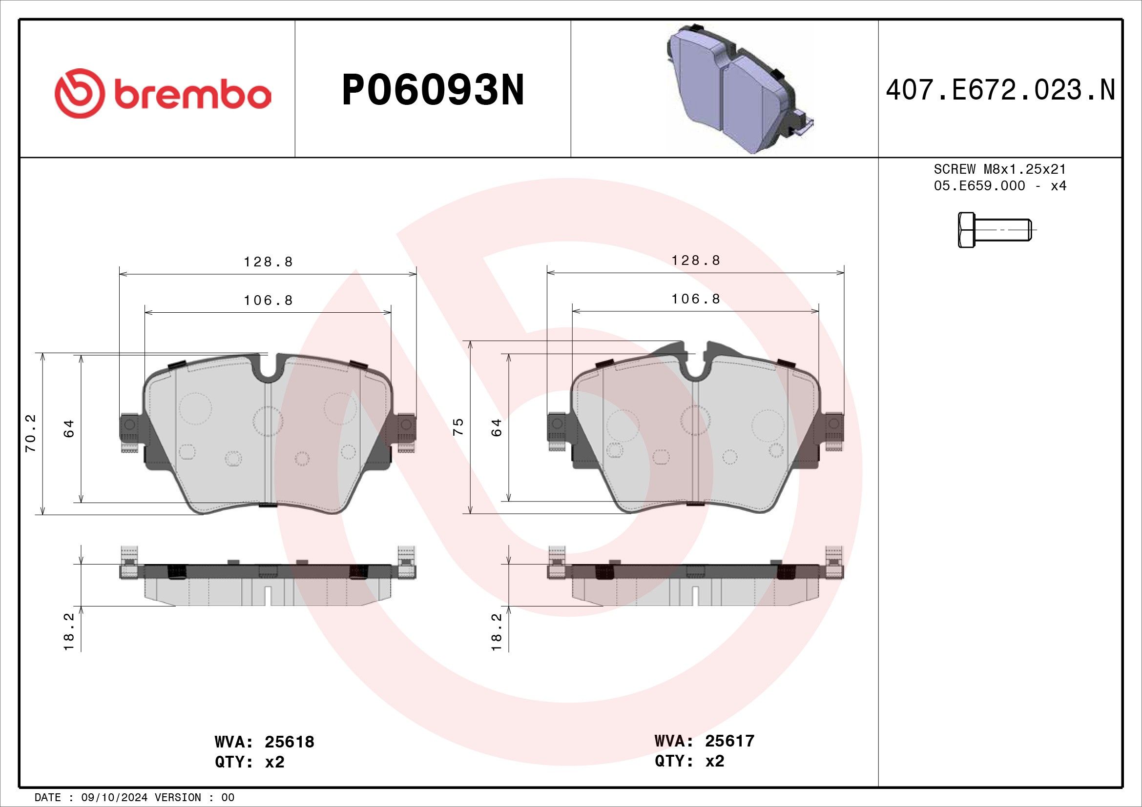2019-2022 BMW 430i Disc Brake Pad Set Brembo