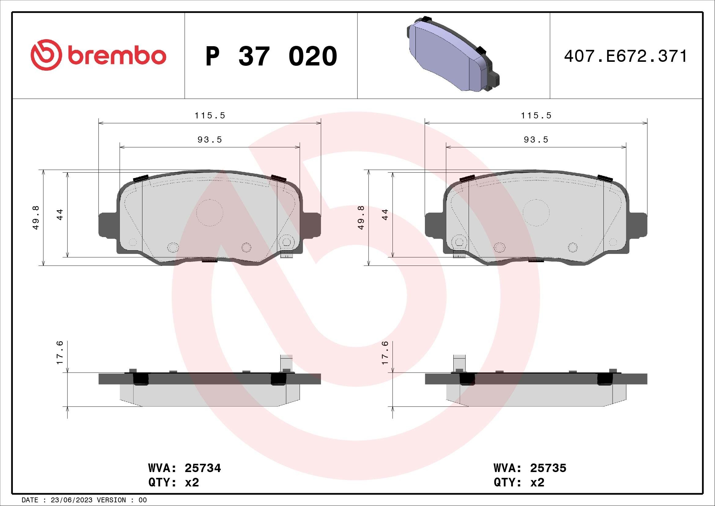2023, 2022, 2021, 2020, 2019, 2018, 2017, 2016, 2015, 2014 Jeep Cherokee Disc Brake Pad Set