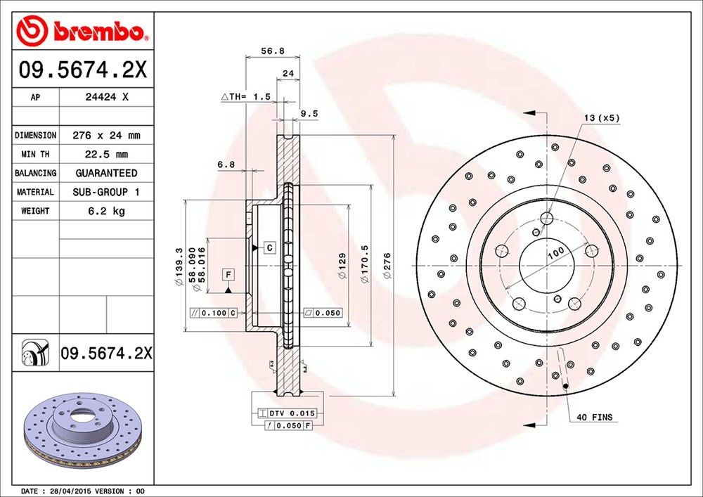 2002, 2001, 2000, 1999, 1998 Subaru Forester Disc Brake Rotor