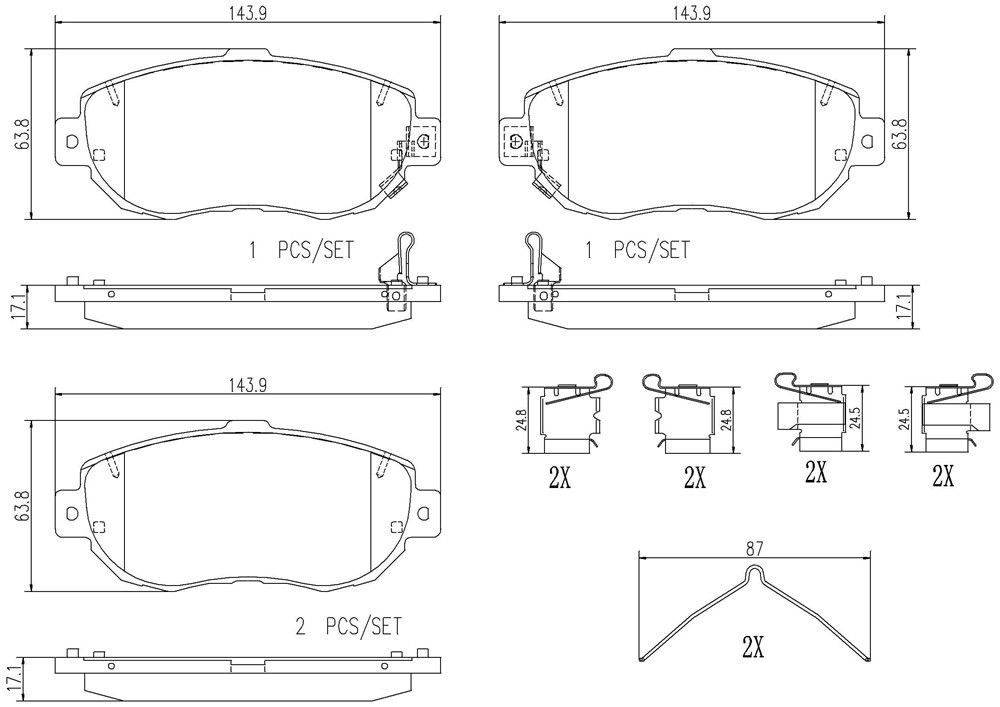 2005, 2004, 2003, 2002, 2001 Lexus IS300 Disc Brake Pad Set