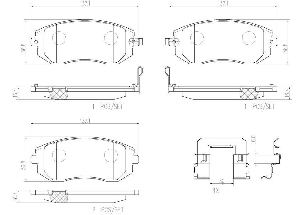 2006, 2005, 2004, 2003 Subaru Baja Disc Brake Pad Set