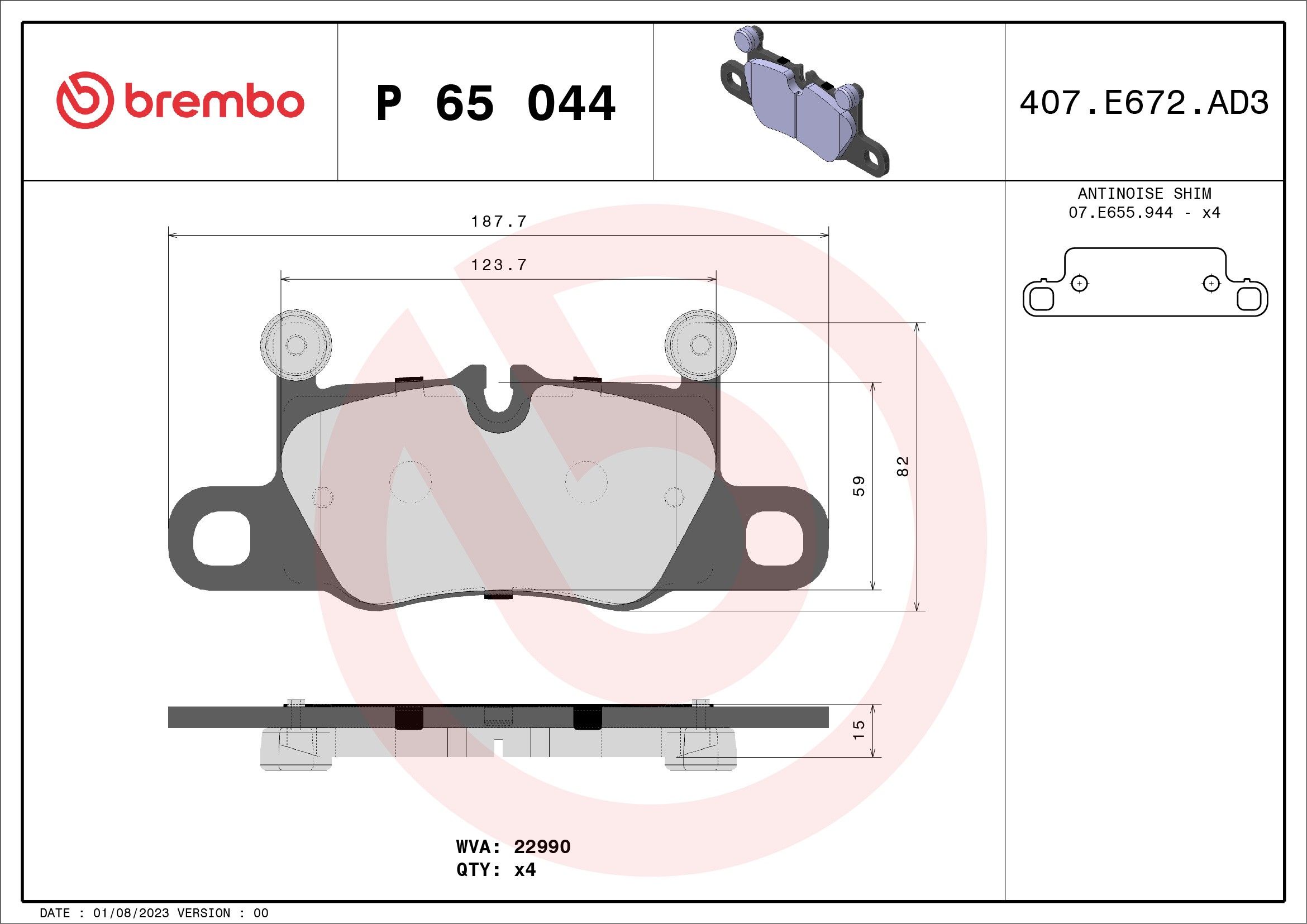 2023, 2022, 2021, 2020, 2019 Porsche Cayenne Disc Brake Pad Set