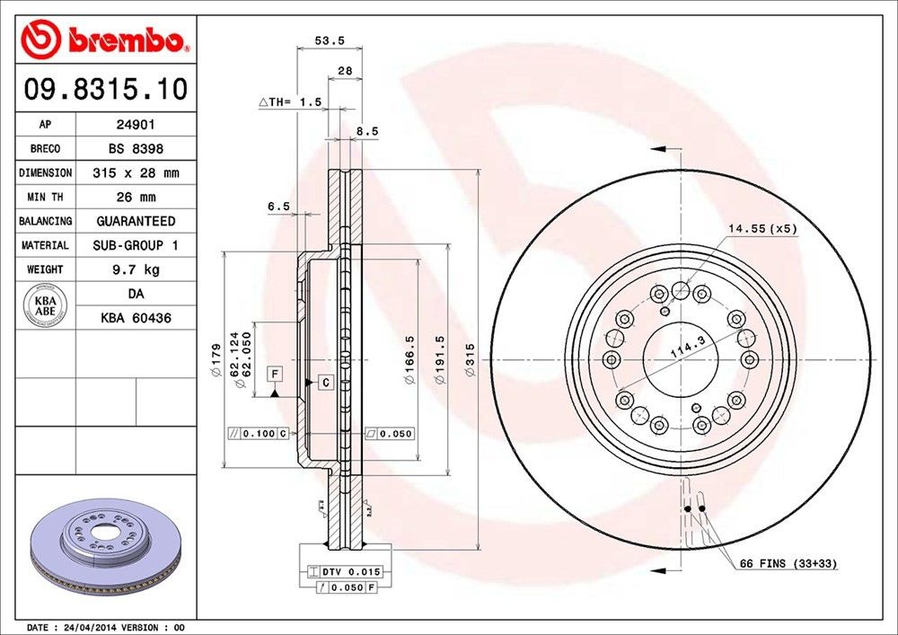2000, 1999, 1998, 1997, 1996, 1995 Lexus LS400 Disc Brake Rotor