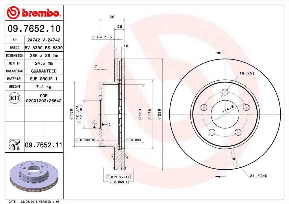 2001, 2000, 1999, 1998, 1997, 1996, 1995 Ford Explorer Disc Brake Rotor