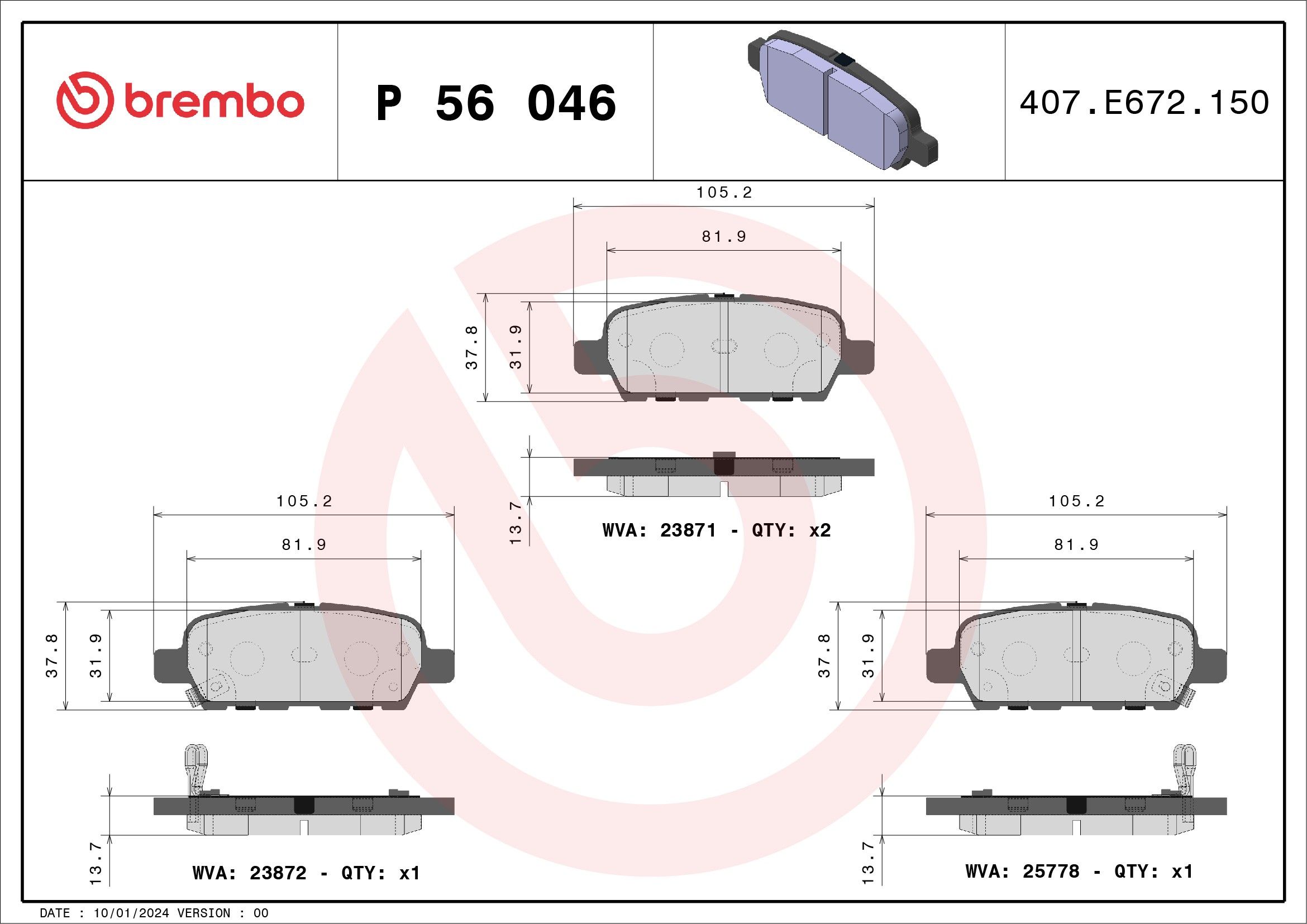 2012, 2011, 2010, 2009, 2008 INFINITI EX35 Disc Brake Pad Set