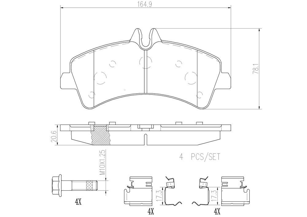 2009, 2008, 2007 Dodge Sprinter 3500 3500 Disc Brake Pad Set