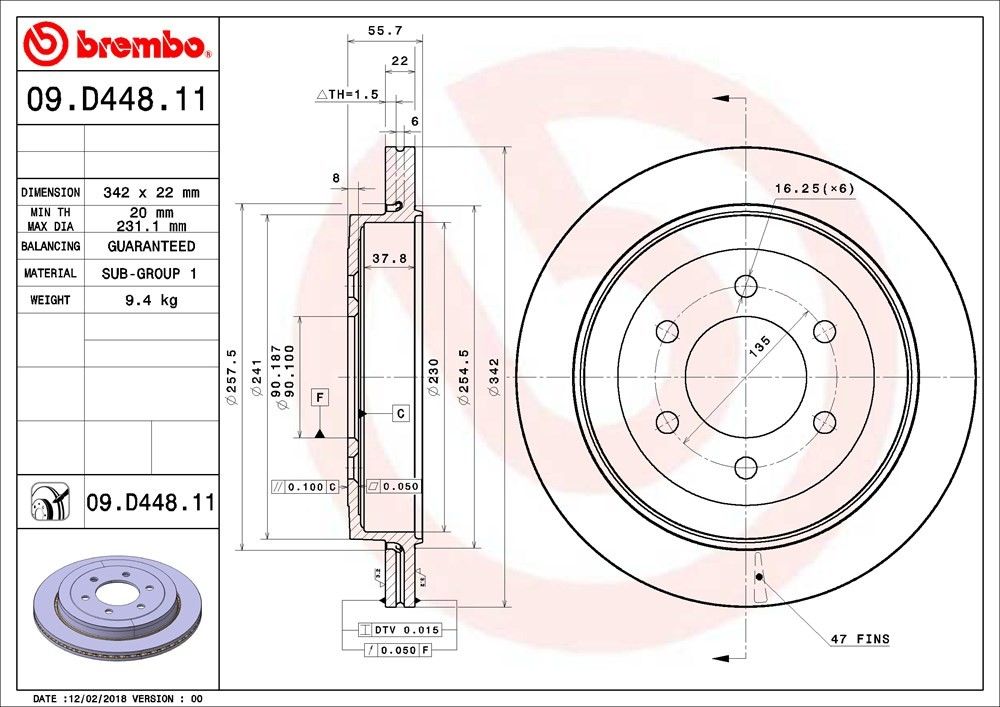 2017, 2016, 2015, 2014, 2013, 2012, 2011, 2010, 2009, 2008, 2007 Ford Expedition Disc Brake Rotor