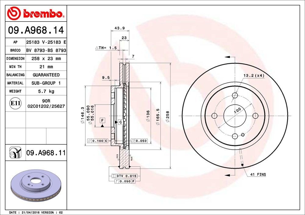 2014, 2013, 2012, 2011 Mazda 2 Disc Brake Rotor