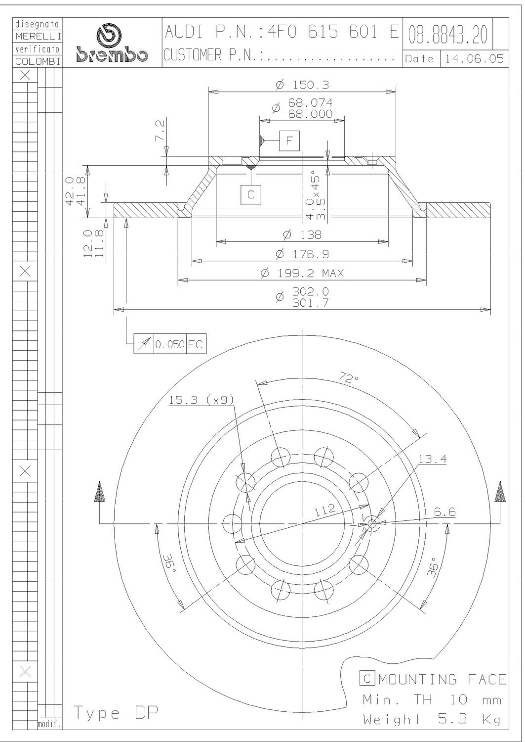 2011, 2010, 2009, 2008, 2007 Audi S6 Disc Brake Rotor