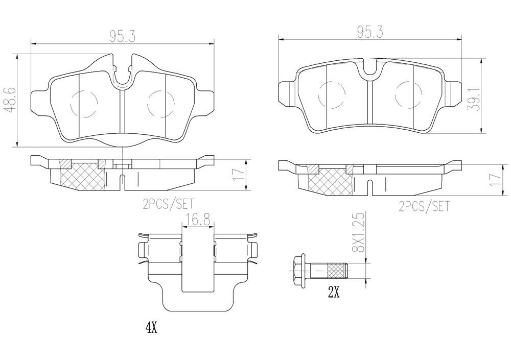 2015, 2014, 2013, 2012, 2011, 2010, 2009, 2008, 2007 Mini Cooper Disc Brake Pad Set