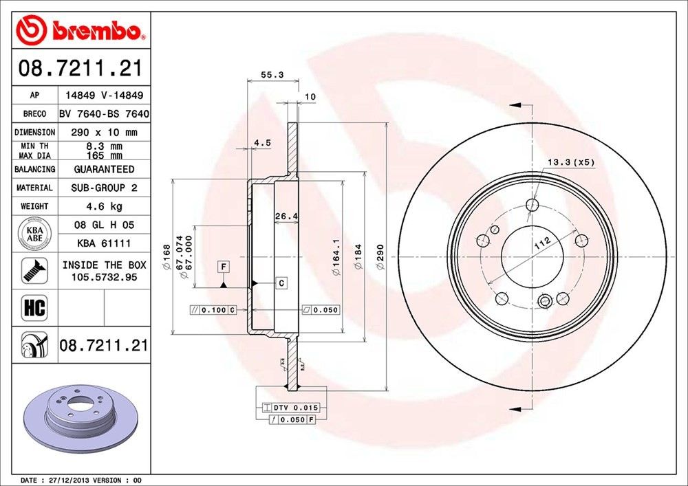 2005, 2004, 2003, 2002, 2001, 2000, 1999, 1998 Mercedes-Benz CLK320 1998-2005 Mercedes-Benz C230 Disc Brake Rotor