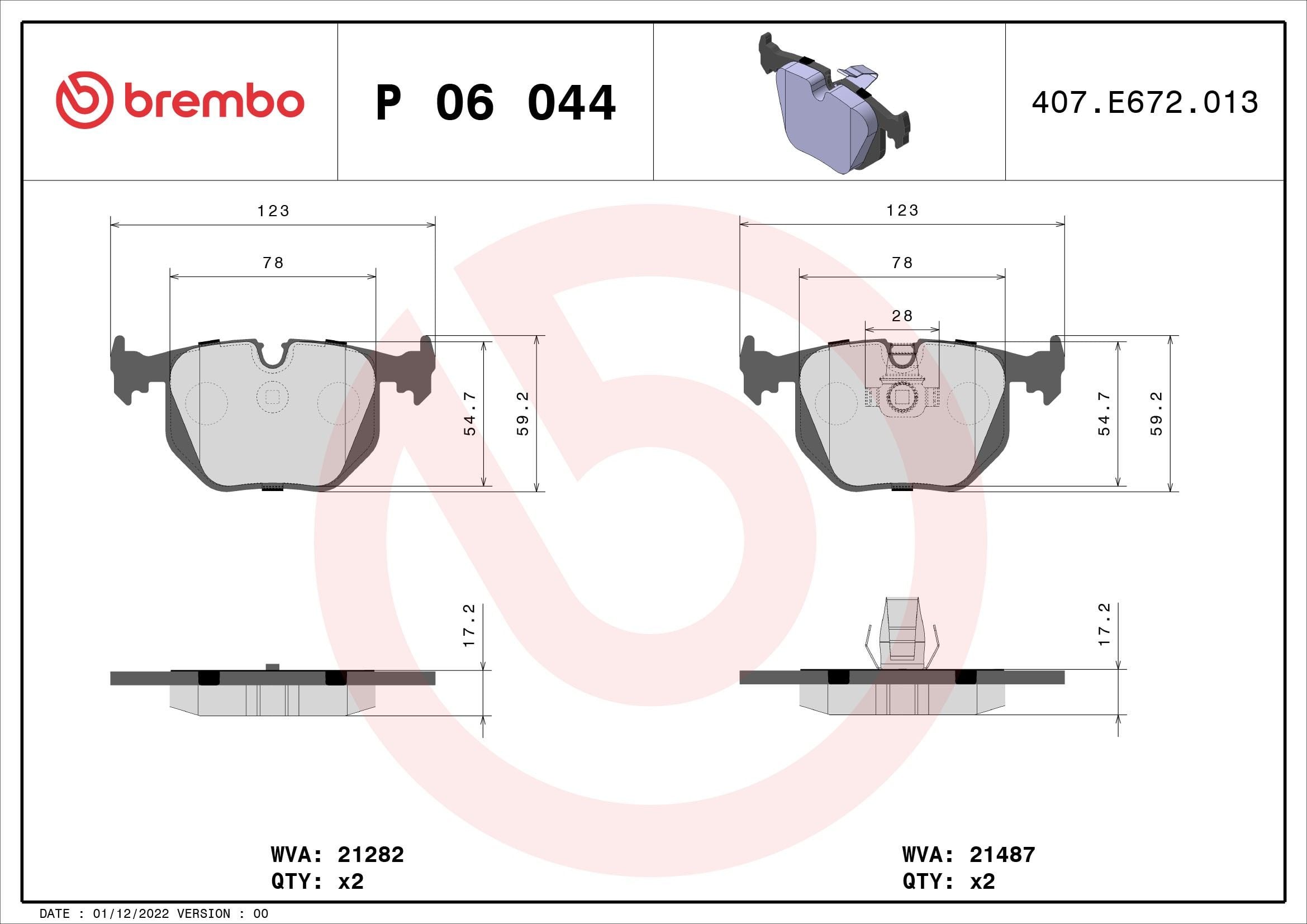 2006-2008 BMW 330Ci Disc Brake Pad Set Brembo