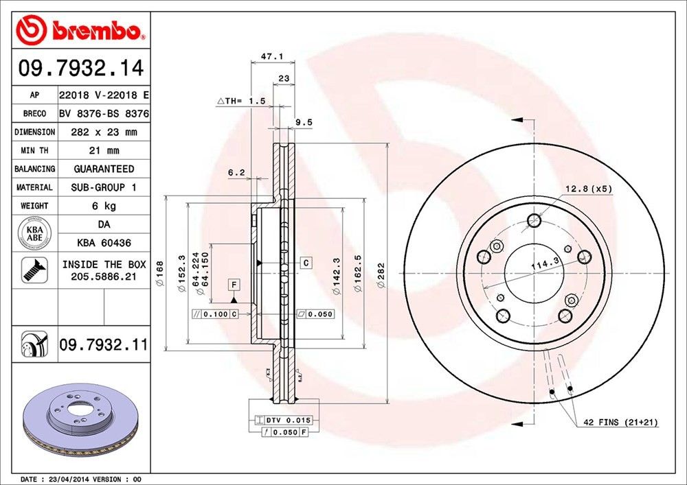 2011, 2010, 2009, 2008, 2007, 2006, 2005, 2004, 2003 Honda Element Disc Brake Rotor