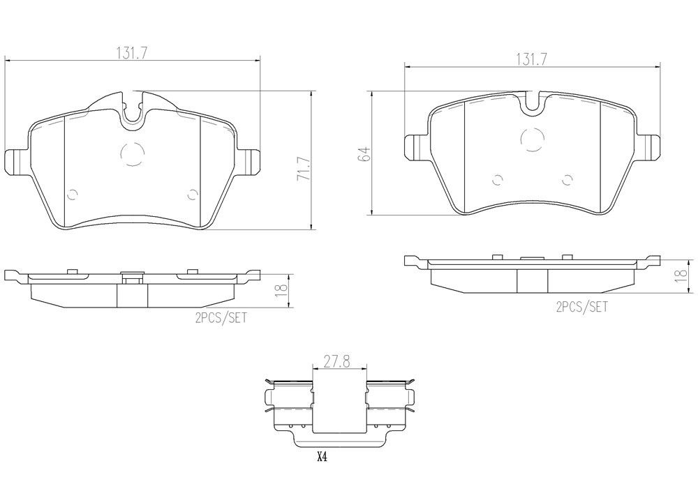 2015, 2014, 2013, 2012, 2011, 2010 Mini Cooper Disc Brake Pad Set
