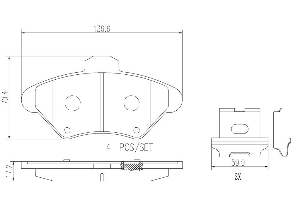 1998, 1997, 1996, 1995, 1994 Ford Mustang Disc Brake Pad Set