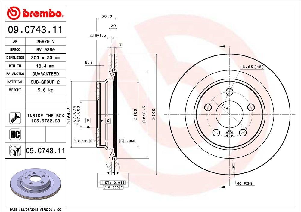 2019 Mini Cooper Clubman Disc Brake Rotor