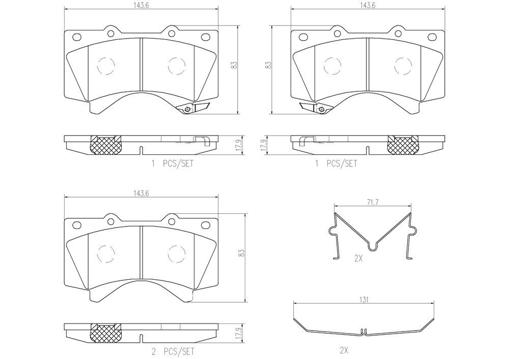 2021, 2020, 2019, 2018, 2017, 2016, 2015, 2014, 2013, 2012, 2011, 2010, 2009, 2008 Lexus LX570 Disc Brake Pad Set