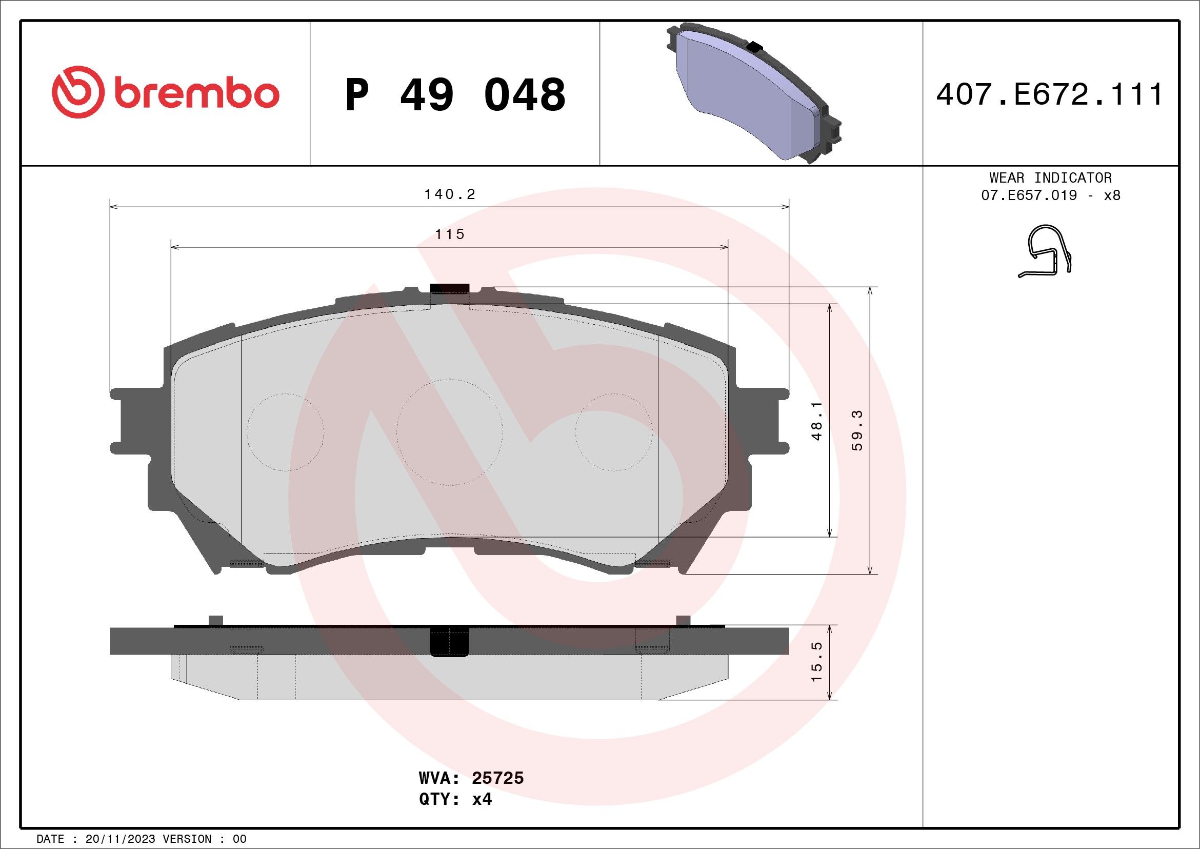 2021, 2020, 2019, 2018, 2017, 2016, 2015, 2014 Mazda 6 Disc Brake Pad Set