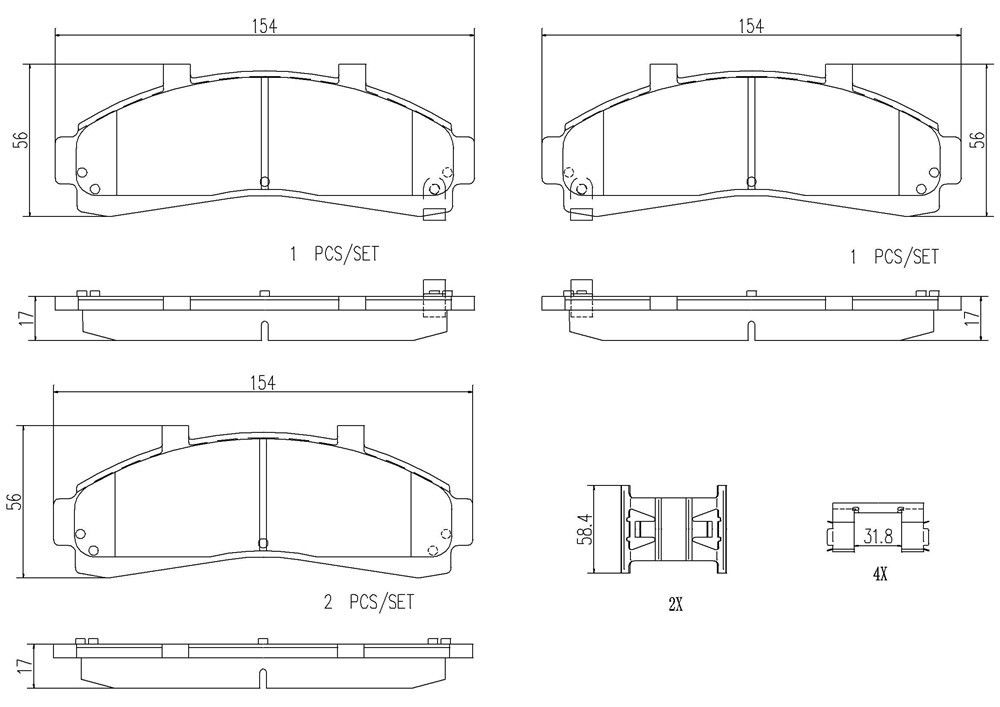 2001, 2000, 1999, 1998, 1997, 1996, 1995 Ford Explorer Disc Brake Pad Set