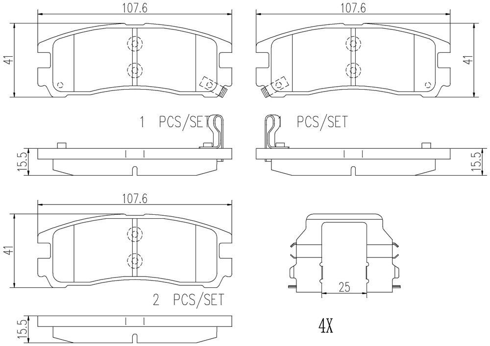 1995, 1994, 1993, 1992 Eagle Summit Disc Brake Pad Set