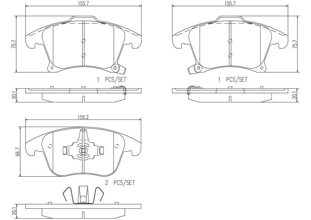 2020, 2019, 2018, 2017, 2016, 2015, 2014, 2013 Ford Fusion Disc Brake Pad Set