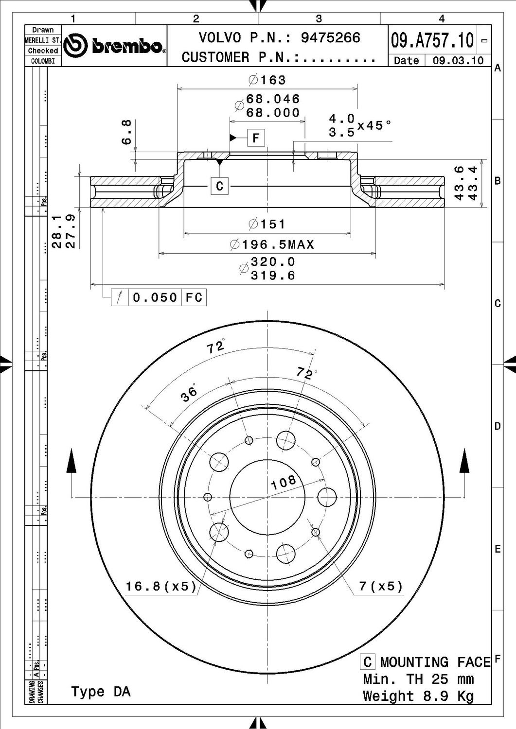 2006, 2005, 2004, 2003, 2002, 2001, 2000, 1999 Volvo S80 Disc Brake Rotor