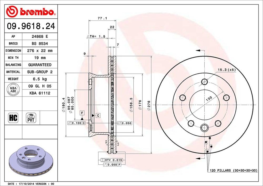2006, 2005, 2004, 2003, 2002 Freightliner Sprinter 2500 2500 Disc Brake Rotor