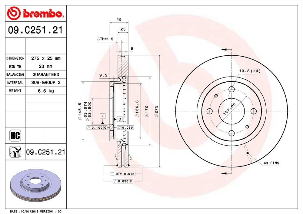2011, 2010, 2009, 2008 Ford Focus Disc Brake Rotor