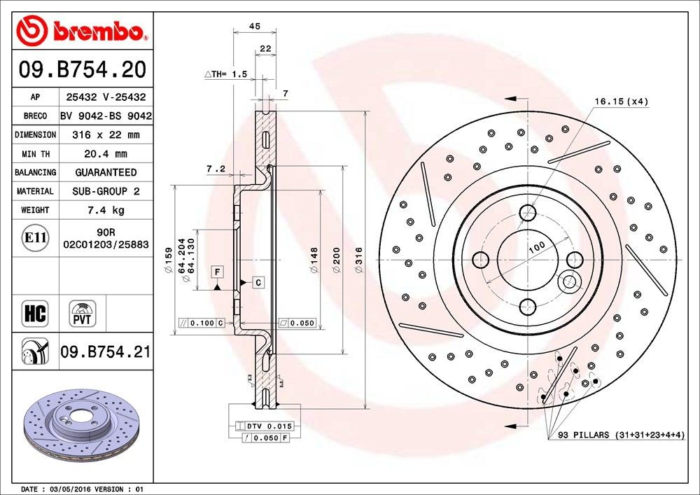 2015, 2014, 2013, 2012, 2011, 2010 Mini Cooper Disc Brake Rotor