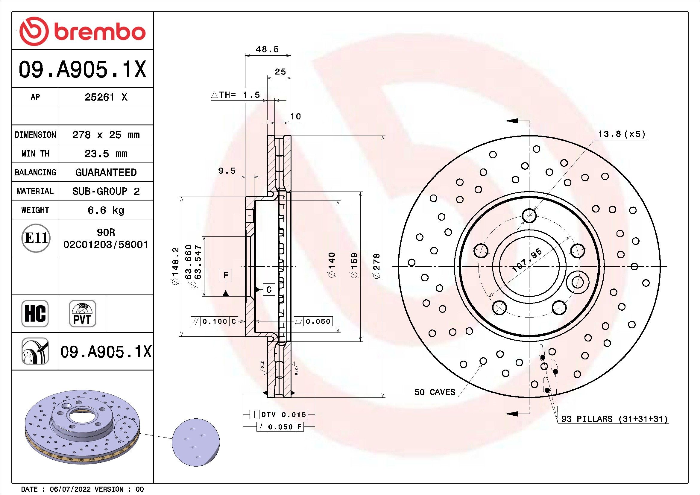 2018, 2017, 2016, 2015, 2014, 2013, 2012 Ford Focus Disc Brake Rotor