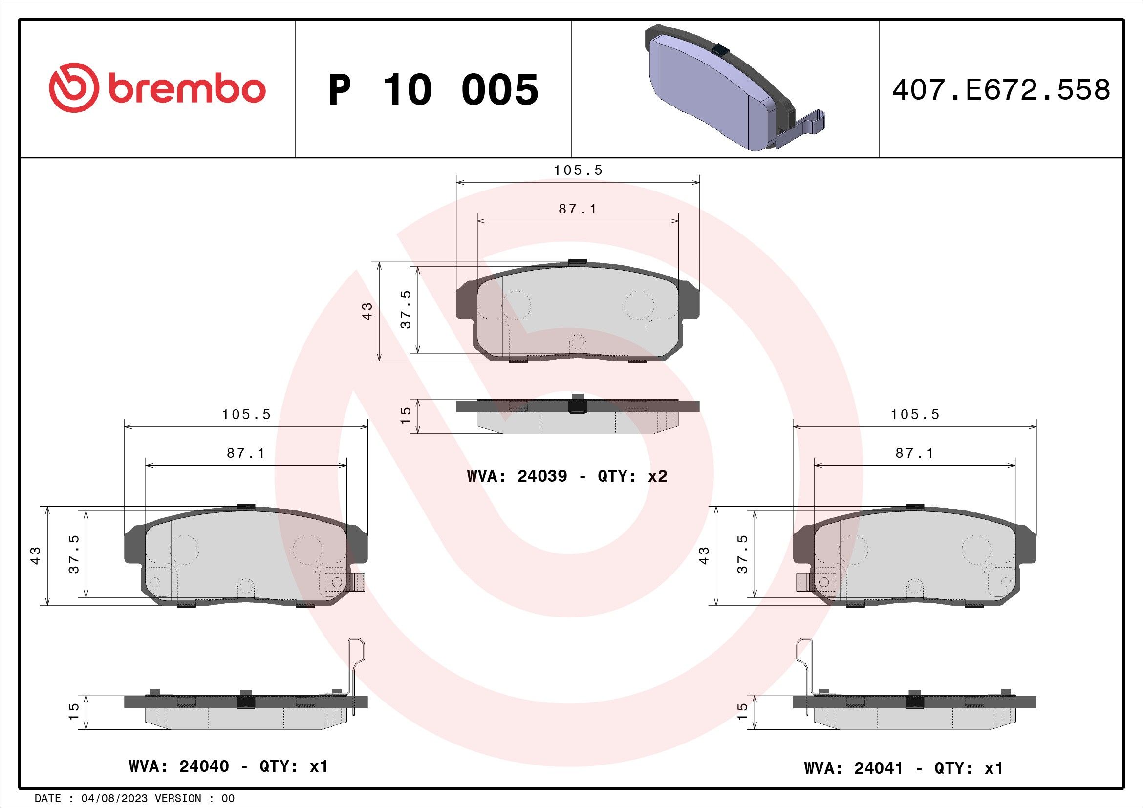 2004, 2003, 2002 INFINITI I35 Disc Brake Pad Set
