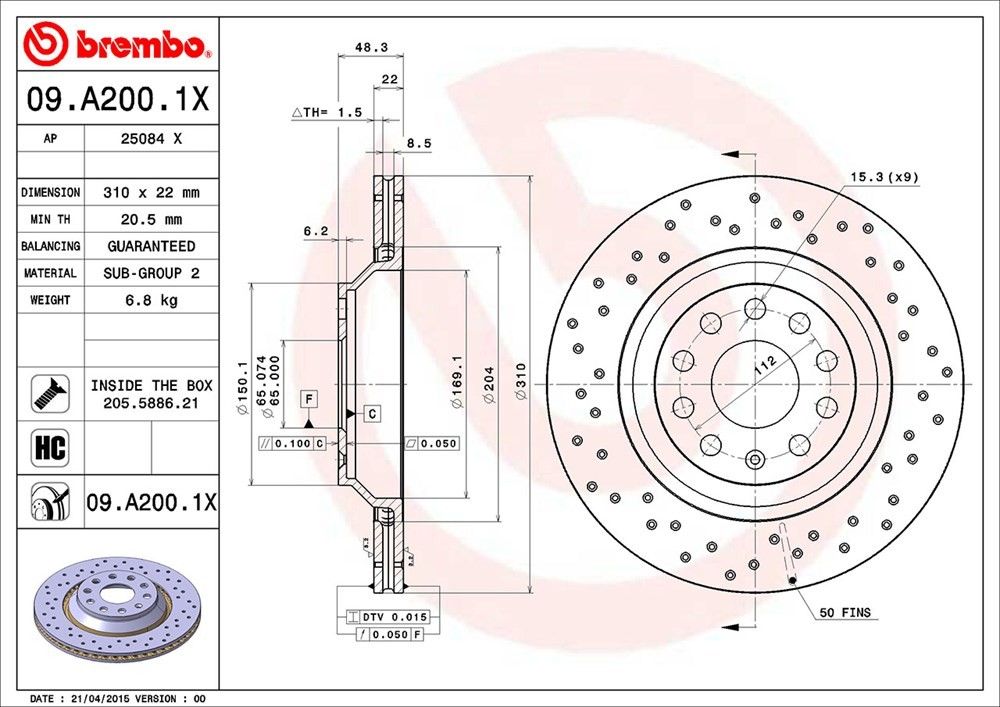 2024, 2023, 2022, 2021, 2020, 2019, 2018, 2017 Audi RS3 Disc Brake Rotor