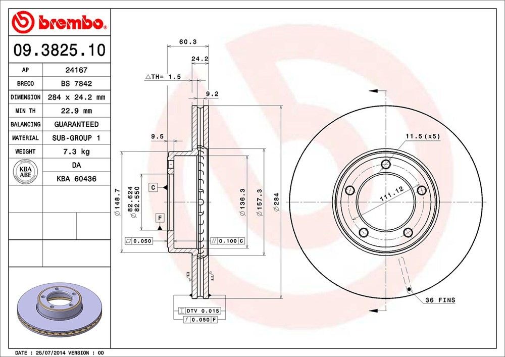 1996, 1995, 1994, 1993, 1992, 1991, 1990, 1989, 1988, 1987, 1986, 1985, 1984 Jaguar XJS Plas Disc Brake Rotor