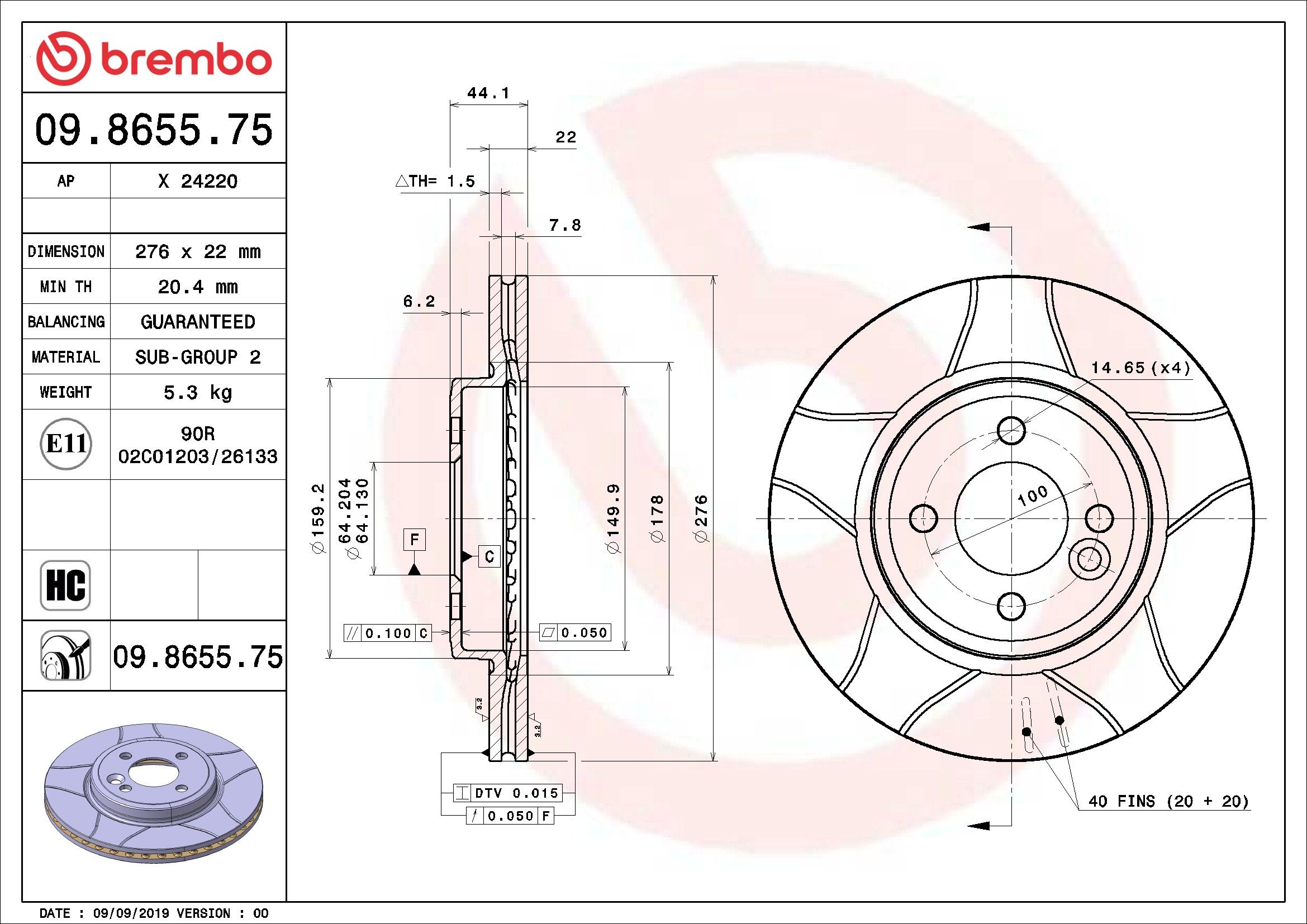 2006, 2005, 2004, 2003, 2002 Mini Cooper Disc Brake Rotor