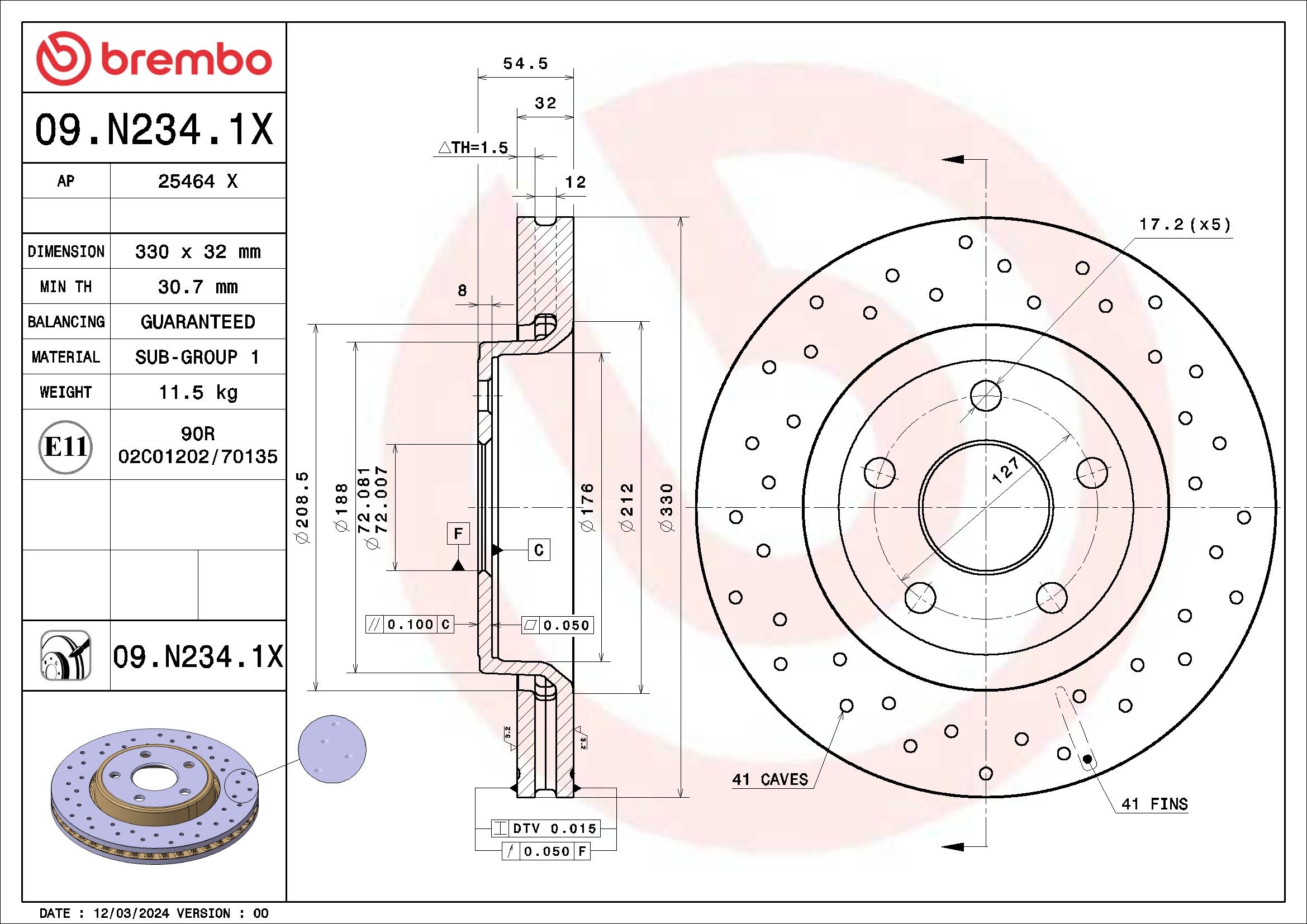 2020, 2019, 2018, 2017, 2016, 2015, 2014, 2013, 2012, 2011 Dodge Durango Cherokee Disc Brake Rotor