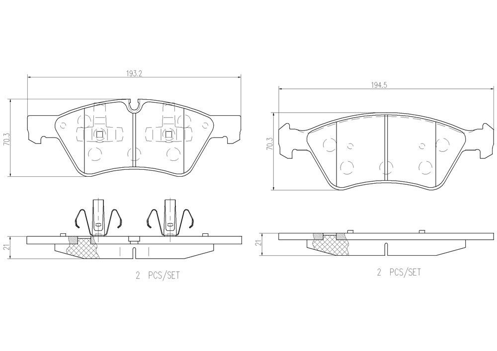 2009, 2008, 2007 Mercedes-Benz ML320 2007-2009 Mercedes-Benz E550 Disc Brake Pad Set
