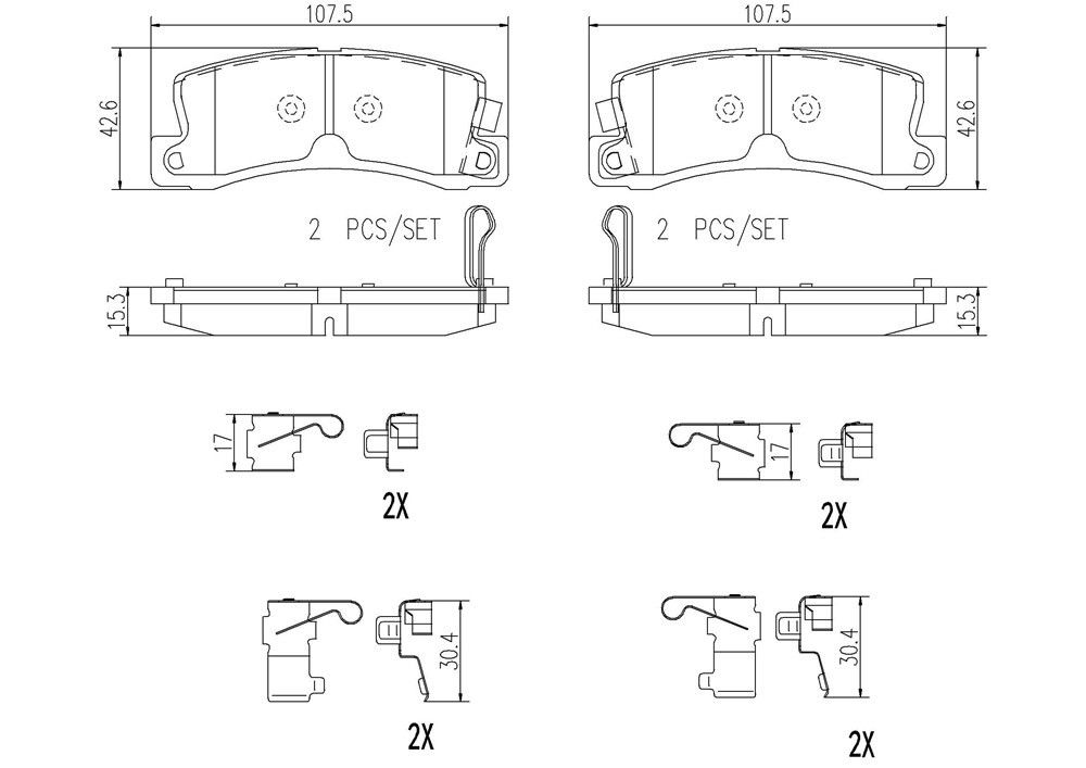 1999, 1998, 1997, 1996, 1995, 1994, 1993, 1992 Lexus ES300 Disc Brake Pad Set