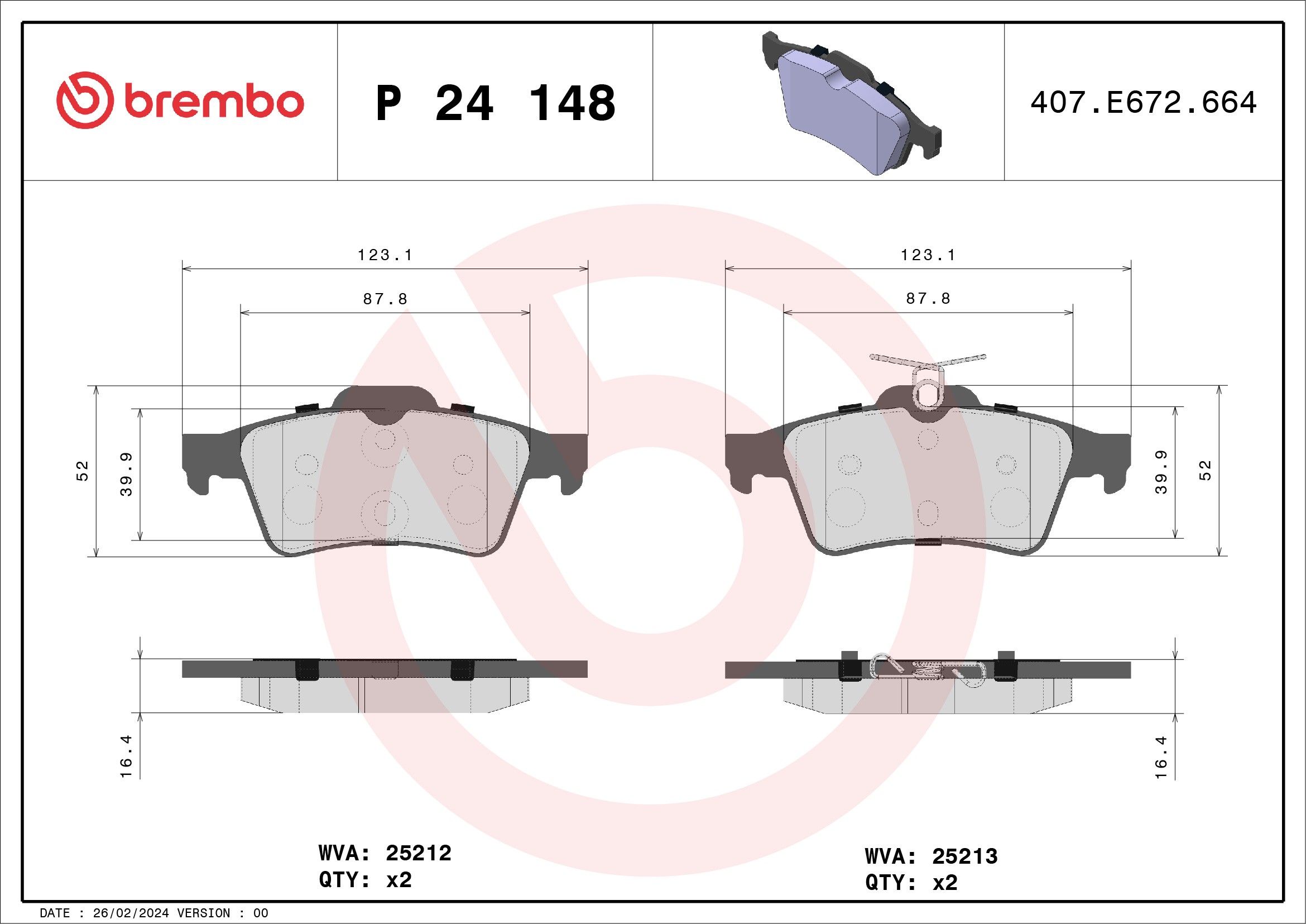 2022, 2021, 2020 Ford Transit Connect Disc Brake Pad Set