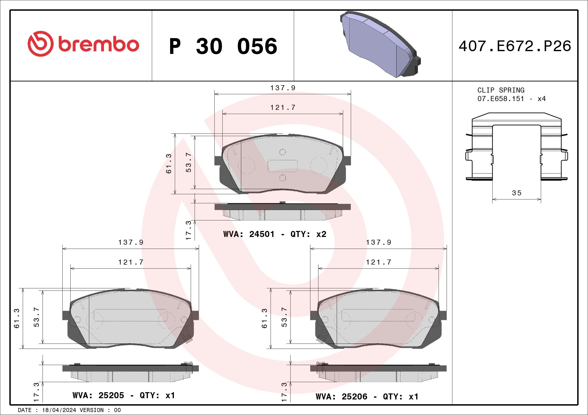 2020, 2019, 2018, 2017, 2016 Kia Optima Disc Brake Pad Set