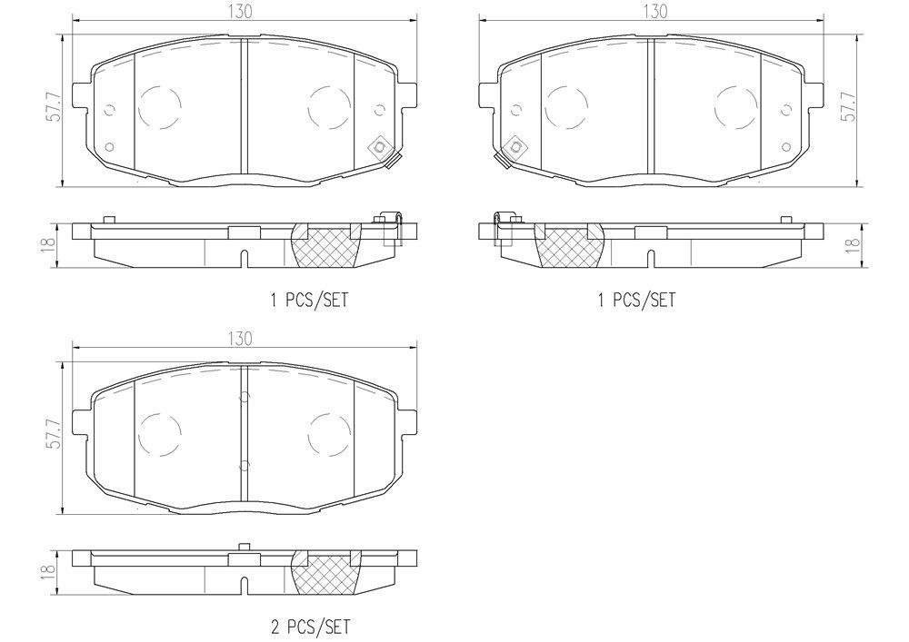 2013, 2012, 2011, 2010 Kia Forte Disc Brake Pad Set
