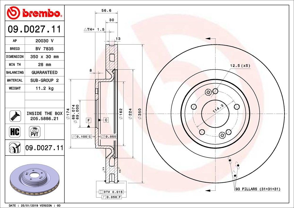 2022, 2021, 2020, 2019 Genesis G70 Disc Brake Rotor