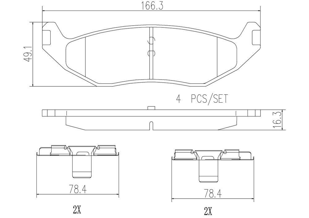 2009, 2008, 2007, 2006, 2005, 2004, 2003 Dodge Durango Disc Brake Pad Set