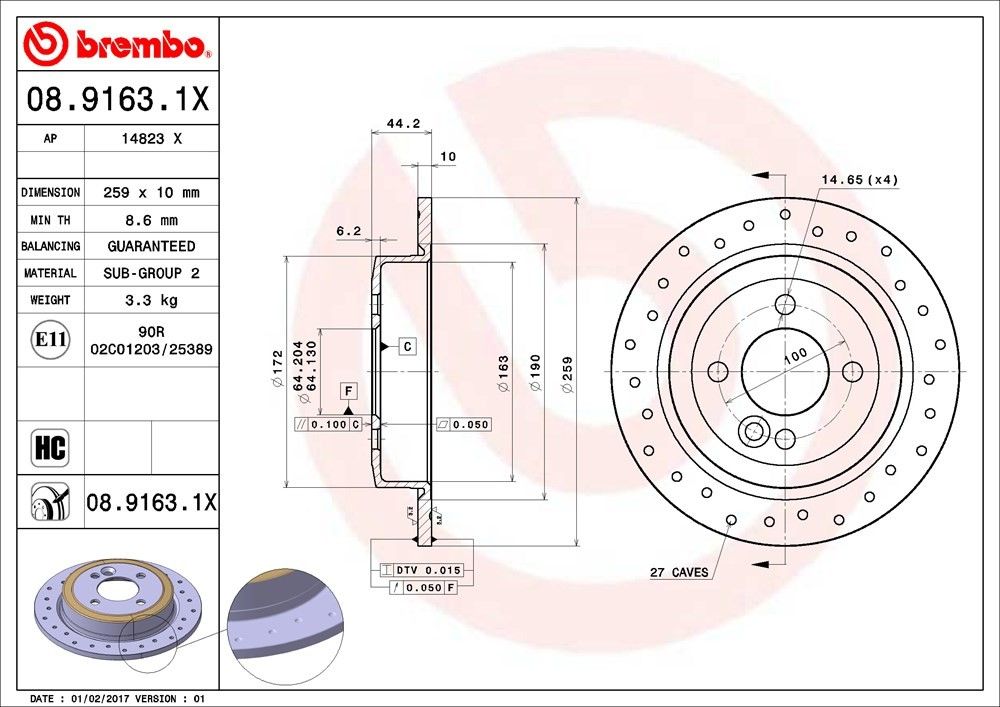 2007, 2006, 2005, 2004, 2003, 2002 Mini Cooper Disc Brake Rotor