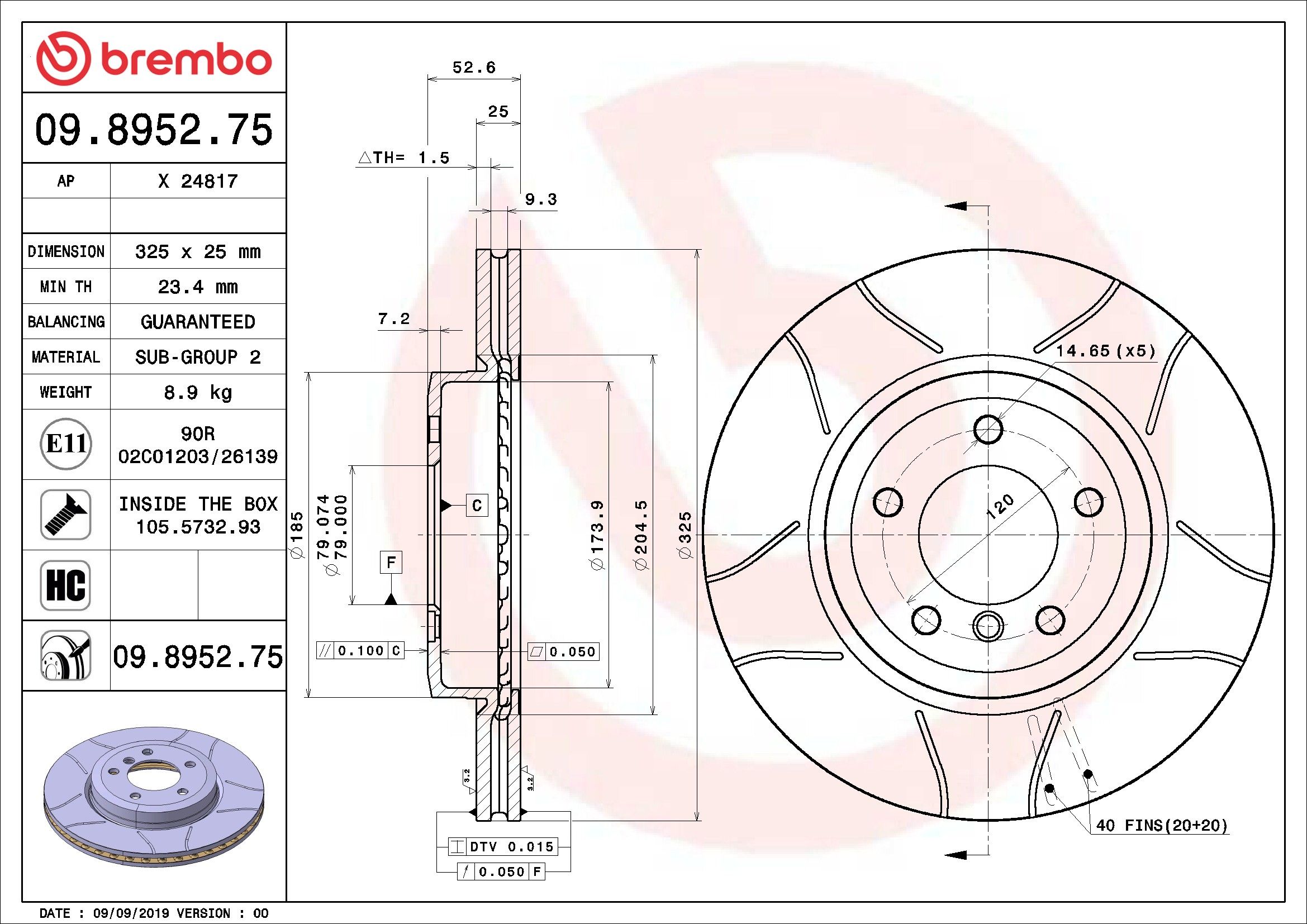 2006-2008 BMW 330Ci Disc Brake Rotor Brembo