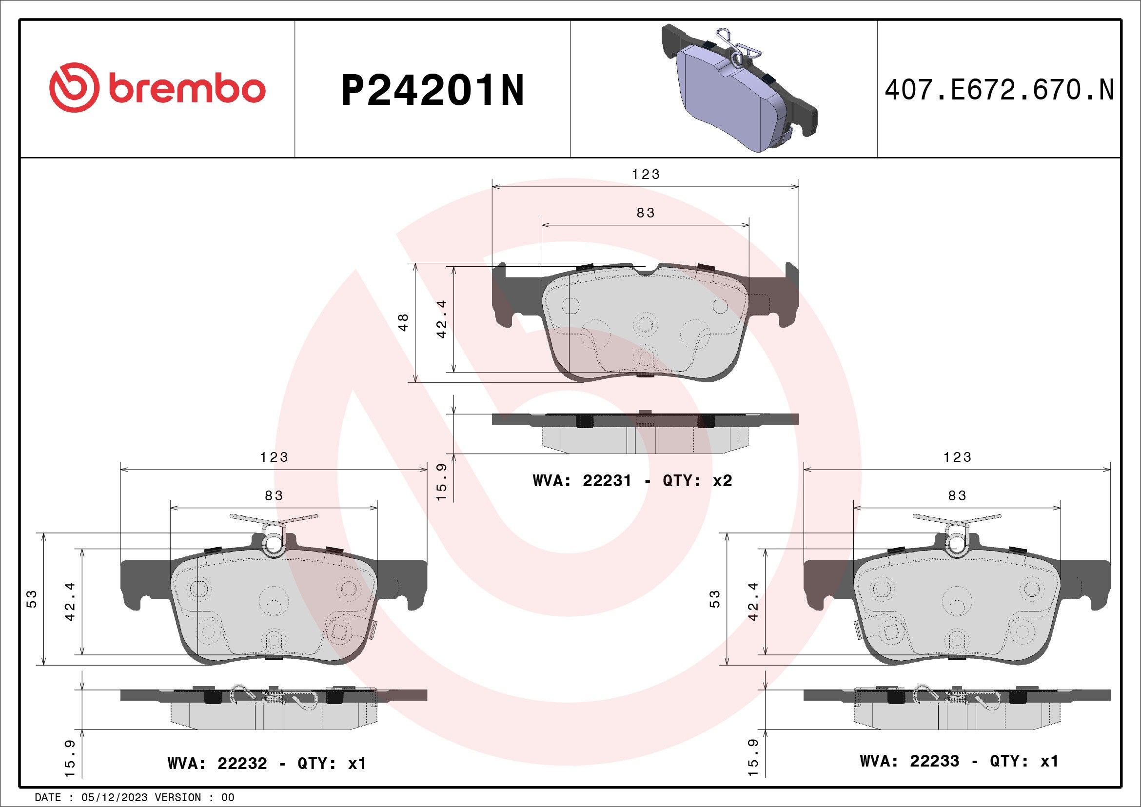 2020, 2019, 2018, 2017, 2016, 2015, 2014, 2013 Ford Fusion Disc Brake Pad Set