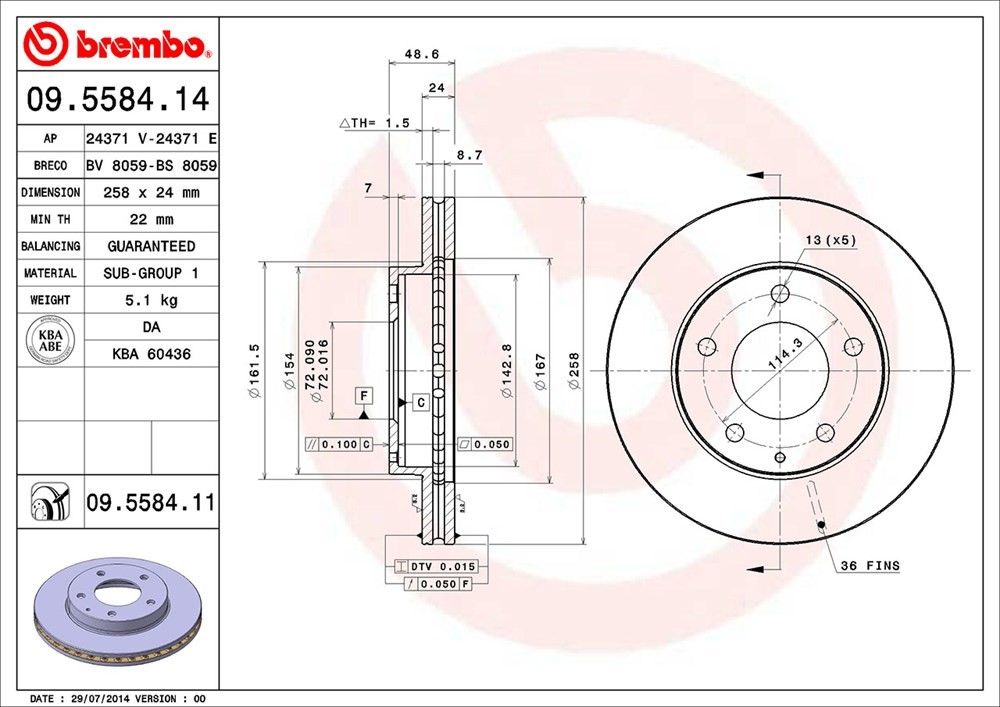 1997, 1996, 1995, 1994, 1993 Ford Probe Disc Brake Rotor